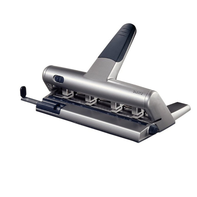 Perforator 5114 cu 4 perforații, distanțe reglabile, 30 coli - Gri Leitz
