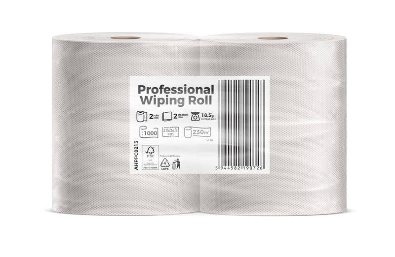 Rola prosop Esentis Clean 2 straturi celuloza 230 m, 1000 porții, set 2 role