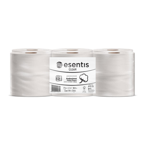 Hartie igienica Mini Jumbo Esentis 2 straturi - 12 role Clean, 120 m, 392 foi