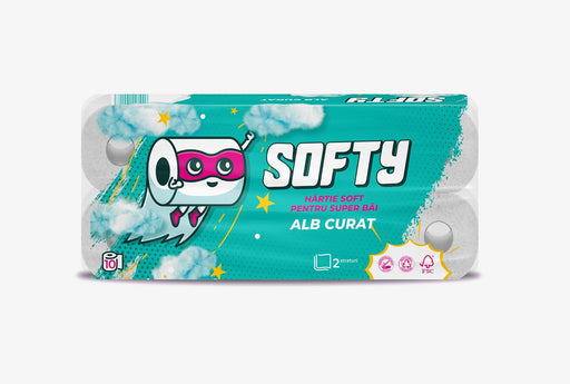 Hartie igienica Softy 12 m - 10 role 2 straturi, albă