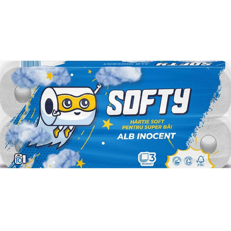 Hartie igienica Softy 12 m - 10 role 3 straturi, albă