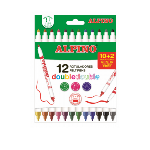 Carioci cu 2 Capete Color Experience 12 Culori/Set Alpino