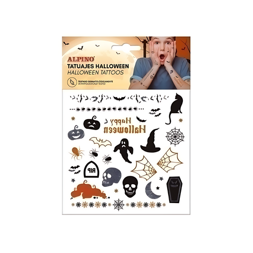 Set Tatuaje Temporare Metalice Halloween Negru, Argintiu, Portocaliu Alpino