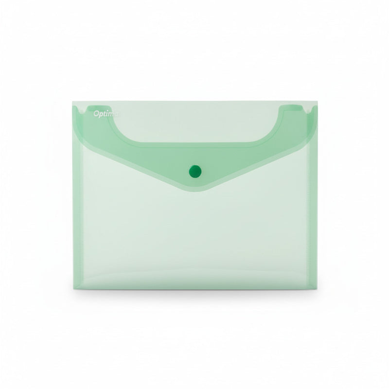 Mapa PP Protecție Documente A5 Landscape, Închidere cu Capsă, 10/set - Verde Transparent - Optima