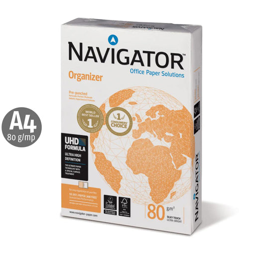 Hârtie copiator Navigator Organizer A4 cu 4 perforații, 80g, top 500 coli