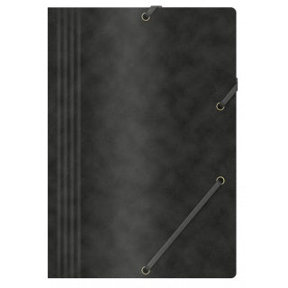 Mapă carton presat cretat Office Products 390gsm cu elastic, A4, culoare neagră