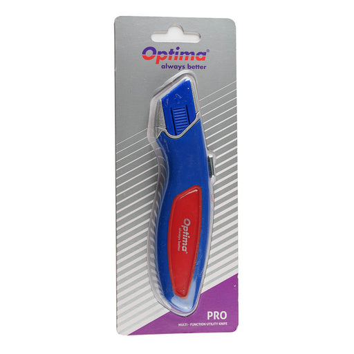 Cutter Optima Pro lama trapezoidala + 2 rezerve SK5 auto-retractabil aluminiu - imagine produs
