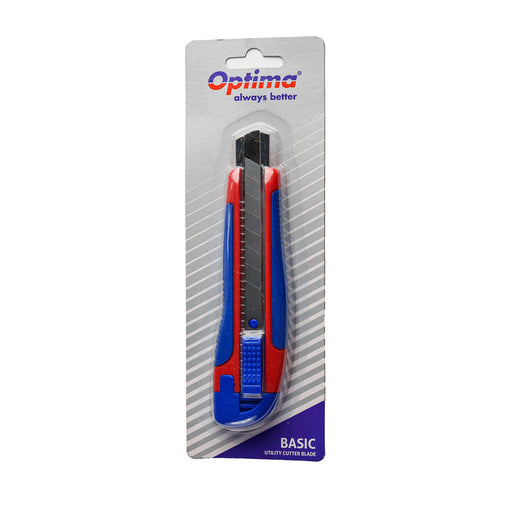 Cutter Basic Lamă 18 mm SK7 Șină Metalică ABS cu Rubber Grip Optima
