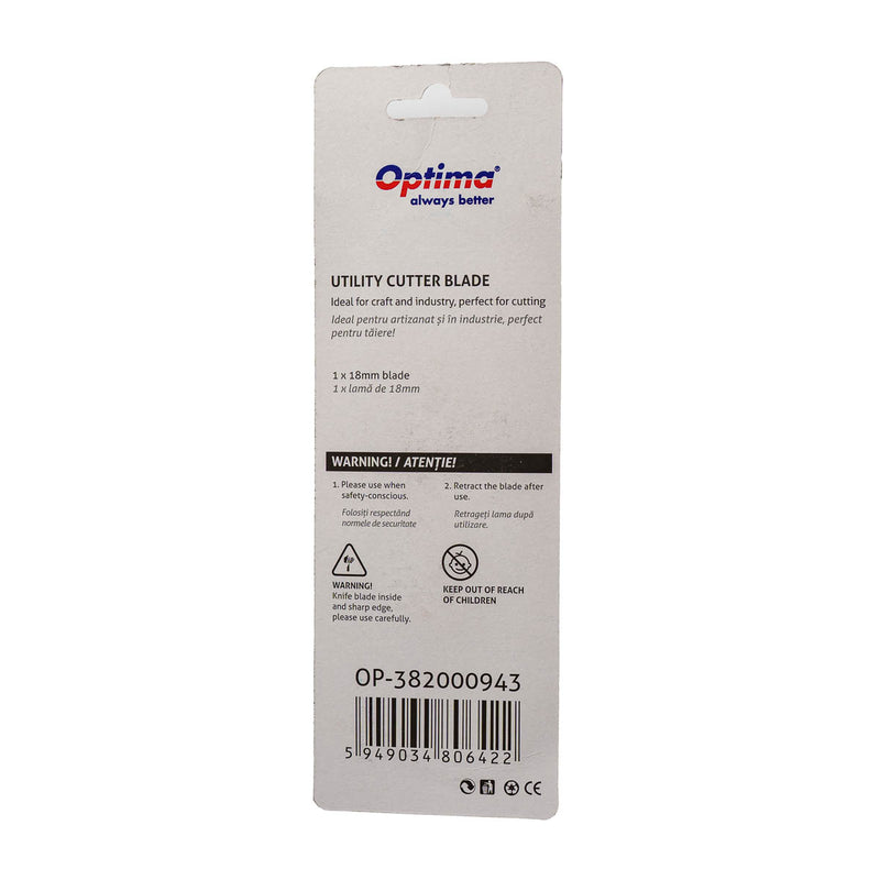 Cutter Basic Lamă 18 mm SK7 Șină Metalică ABS cu Rubber Grip Optima