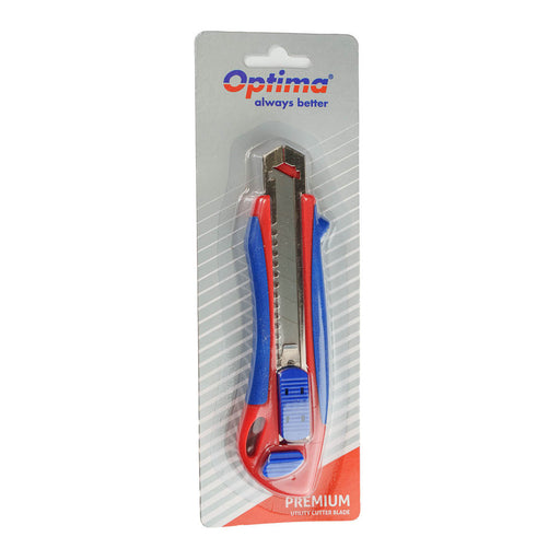 Cutter Optima Premium 18mm SK5 auto-incarcare sina metalica ABS rubber grip + - imagine produs