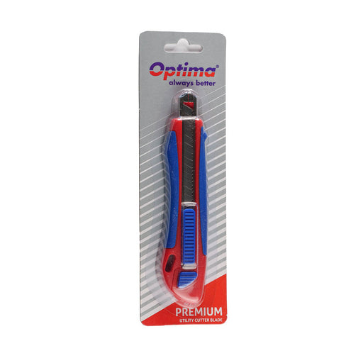 Cutter premium Optima 9mm SK5 auto-incarcare sina metalica ABS rubber grip + - imagine produs