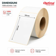 Etichete Termice Autoadezive Albe 100 x 70 mm 700 Etichete/Rolă Optima