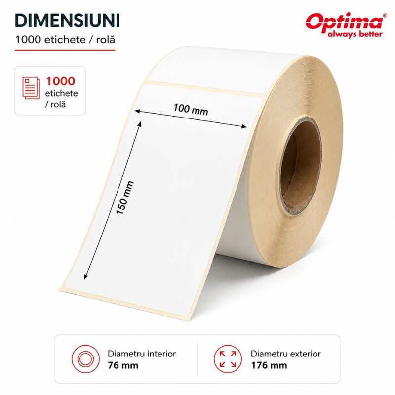 Etichete Termice Autoadezive Albe 100 x 70 mm 700 Etichete/Rolă Optima