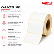 Etichete Termice Autoadezive Albe 100 x 70 mm 700 Etichete/Rolă Optima