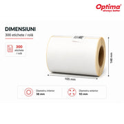Etichete Termice Autoadezive Albe 105 x 148 mm 300 Etichete/Rolă Optima