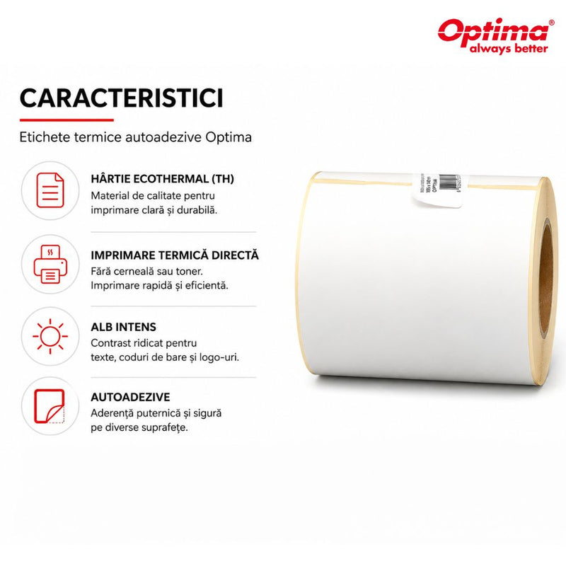 Etichete Termice Autoadezive Albe 105 x 148 mm 300 Etichete/Rolă Optima