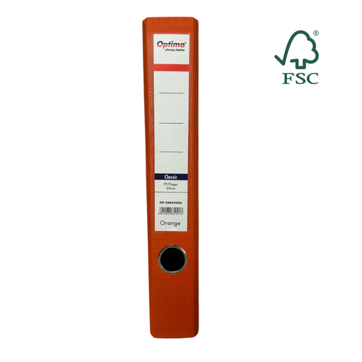 Biblioraft A4 Plastifiat PP/Paper Margine Metalică 50 mm Classic Portocaliu marca Optima pentru organizarea și arhivarea documentelor