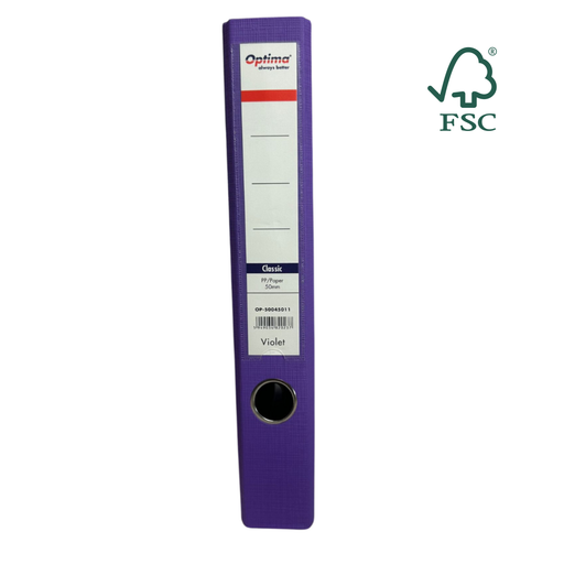 Biblioraft A4 Plastifiat PP/Paper Margine Metalică 50 mm Classic Violet marca Optima pentru organizarea și arhivarea documentelor