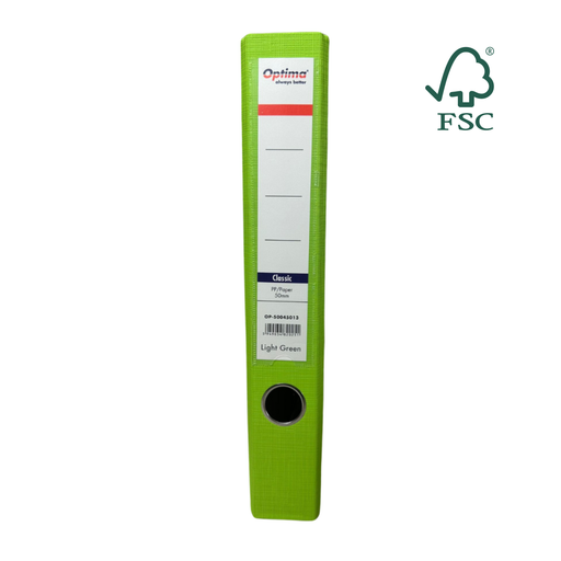 Biblioraft A4 Plastifiat PP/Paper Margine Metalică 50 mm Classic Verde Deschis marca Optima pentru organizarea și arhivarea documentelor