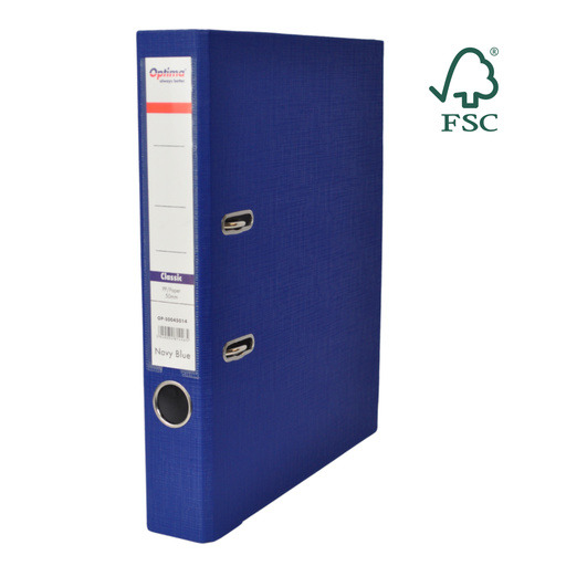Biblioraft A4 Plastifiat PP/Paper Margine Metalică 50 mm Classic Bleumarin marca Optima pentru organizarea și arhivarea documentelor