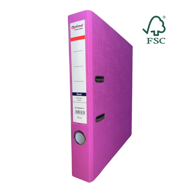 Biblioraft A4 Plastifiat PP/Paper Margine Metalică 50 mm Classic Rose marca Optima pentru organizarea și arhivarea documentelor