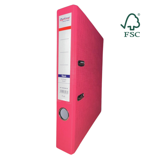 Biblioraft A4 Plastifiat PP/Paper Margine Metalică 50 mm Classic Pink marca Optima pentru organizarea și arhivarea documentelor