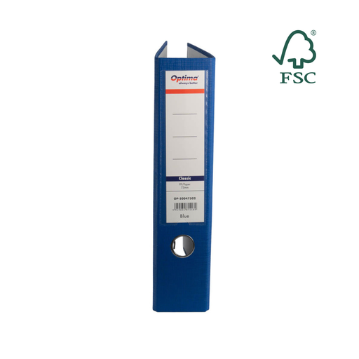 Biblioraft A4 Plastifiat PP/Paper Margine Metalică 75 mm Classic Albastru marca Optima pentru organizarea și arhivarea documentelor