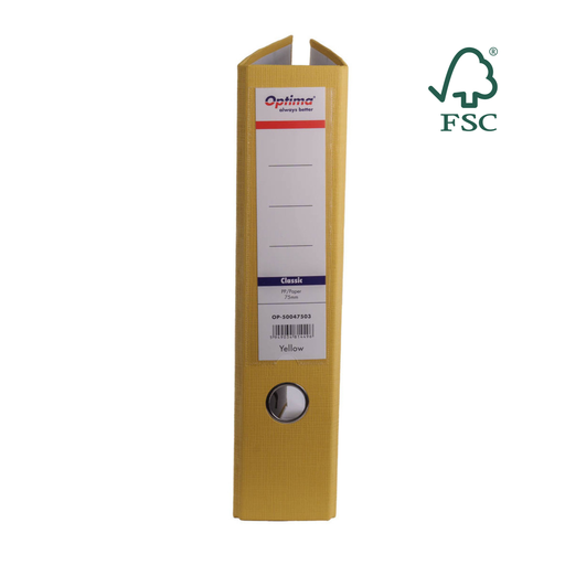 Biblioraft A4 Plastifiat PP/Paper Margine Metalică 75 mm Classic Galben marca Optima pentru organizarea și arhivarea documentelor