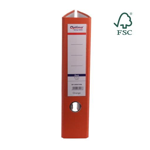 Biblioraft A4 Plastifiat PP/Paper Margine Metalică 75 mm Classic Portocaliu marca Optima pentru organizarea și arhivarea documentelor