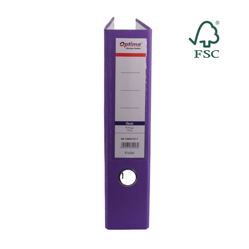 Biblioraft A4 Plastifiat PP/Paper Margine Metalică 75 mm Classic Violet marca Optima pentru organizarea și arhivarea documentelor
