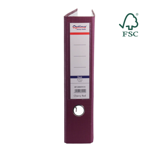 Biblioraft A4 Plastifiat PP/Paper Margine Metalică 75 mm Classic Vișiniu marca Optima pentru organizarea și arhivarea documentelor