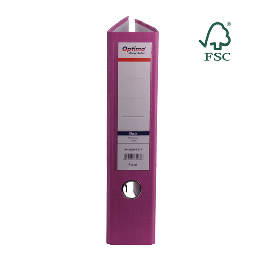 Biblioraft A4 Plastifiat PP/Paper Margine Metalică 75 mm Classic Rose marca Optima pentru organizarea și arhivarea documentelor