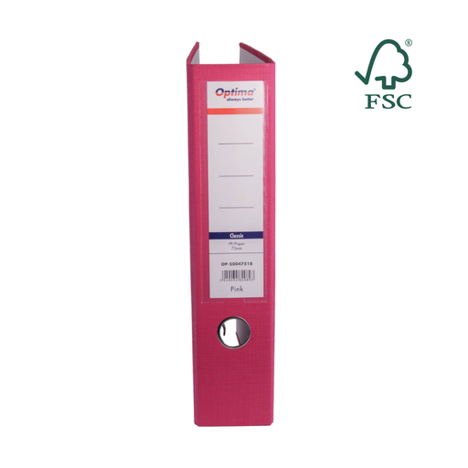 Biblioraft A4 Plastifiat PP/Paper Margine Metalică 75 mm Classic Pink marca Optima pentru organizarea și arhivarea documentelor