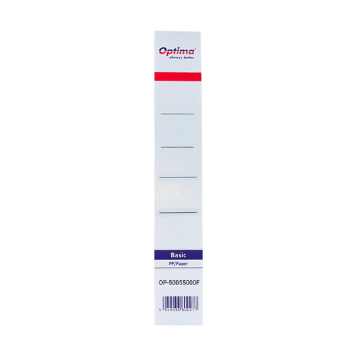 Etichete albe biblioraft Optima 50 mm, set 10 bucăți din carton