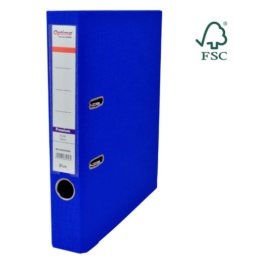 Biblioraft A4 Plastifiat PP/PP Margine Metalică 50 mm Premium Albastru marca Optima pentru organizarea și arhivarea documentelor