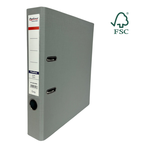 Biblioraft A4 Plastifiat PP/PP Margine Metalică 50 mm Premium Gri marca Optima pentru organizarea și arhivarea documentelor