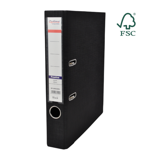 Biblioraft A4 Plastifiat PP/PP Margine Metalică 50 mm Premium Negru marca Optima pentru organizarea și arhivarea documentelor