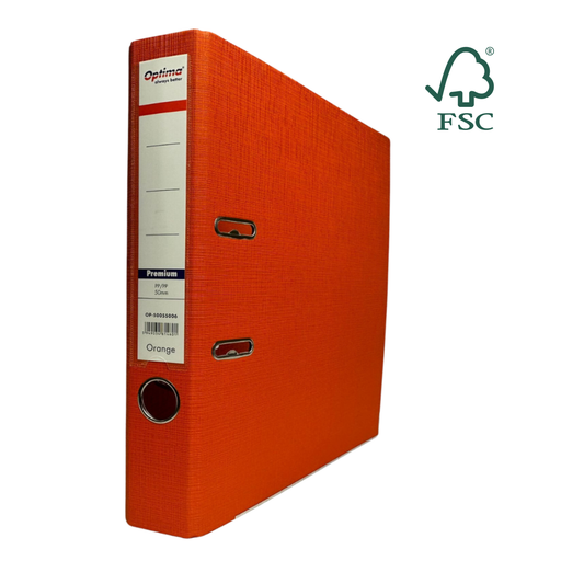 Biblioraft A4 Plastifiat PP/PP Margine Metalică 50 mm Premium Portocaliu marca Optima pentru organizarea și arhivarea documentelor