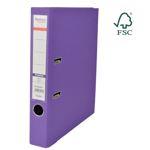 Biblioraft A4 Plastifiat PP/PP Margine Metalică 50 mm Premium Violet marca Optima pentru organizarea și arhivarea documentelor