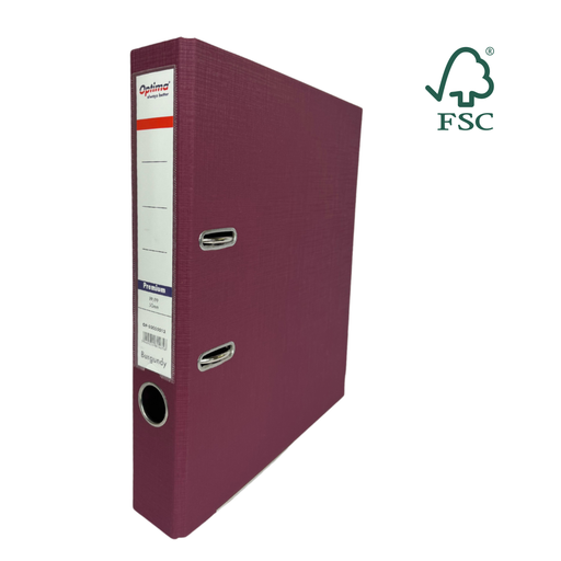 Biblioraft A4 Plastifiat PP/PP Margine Metalică 50 mm Premium Vișiniu marca Optima pentru organizarea și arhivarea documentelor
