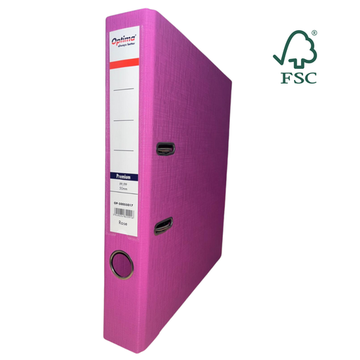 Biblioraft A4 Plastifiat PP/PP Margine Metalică 50 mm Premium Rose marca Optima pentru organizarea și arhivarea documentelor
