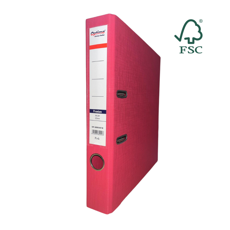 Biblioraft A4 Plastifiat PP/PP Margine Metalică 50 mm Premium Pink marca Optima pentru organizarea și arhivarea documentelor
