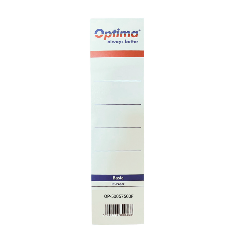 Etichete albe biblioraft Optima 75 mm, set 10 bucăți din carton