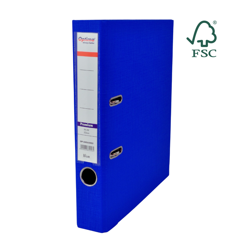 Biblioraft A4 Plastifiat PP/PP Margine Metalică 75 mm Premium Albastru marca Optima pentru organizarea și arhivarea documentelor
