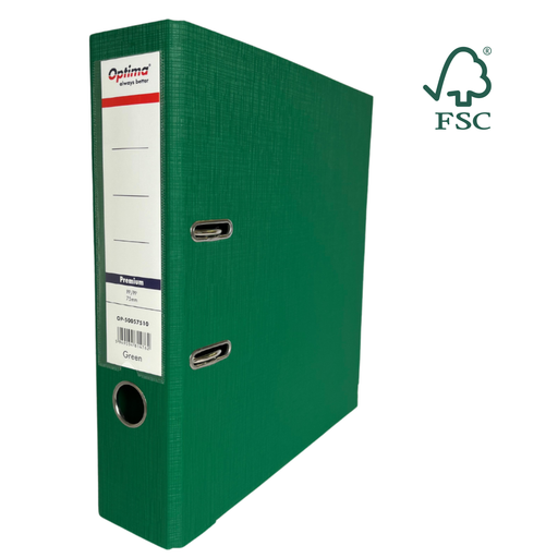 Biblioraft A4 Plastifiat PP/PP Margine Metalică 75 mm Premium Verde marca Optima pentru organizarea și arhivarea documentelor