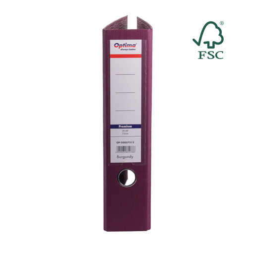 Biblioraft A4 Plastifiat PP/PP Margine Metalică 75 mm Premium Vișiniu marca Optima pentru organizarea și arhivarea documentelor