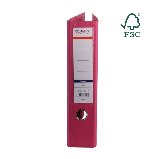 Biblioraft A4 Plastifiat PP/PP Margine Metalică 75 mm Premium Pink marca Optima pentru organizarea și arhivarea documentelor