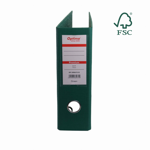 Biblioraft A5 Plastifiat PP/PP 75 mm Premium Verde marca Optima pentru organizarea și arhivarea documentelor