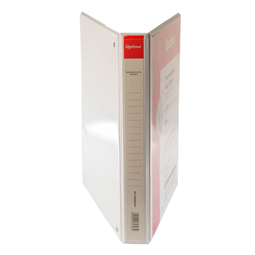 Caiet Mecanic A4, Cu Buzunar, Plastifiat PP, 4 Inele - D25 Mm, Cotor 40MM, Optima - Alb Optima