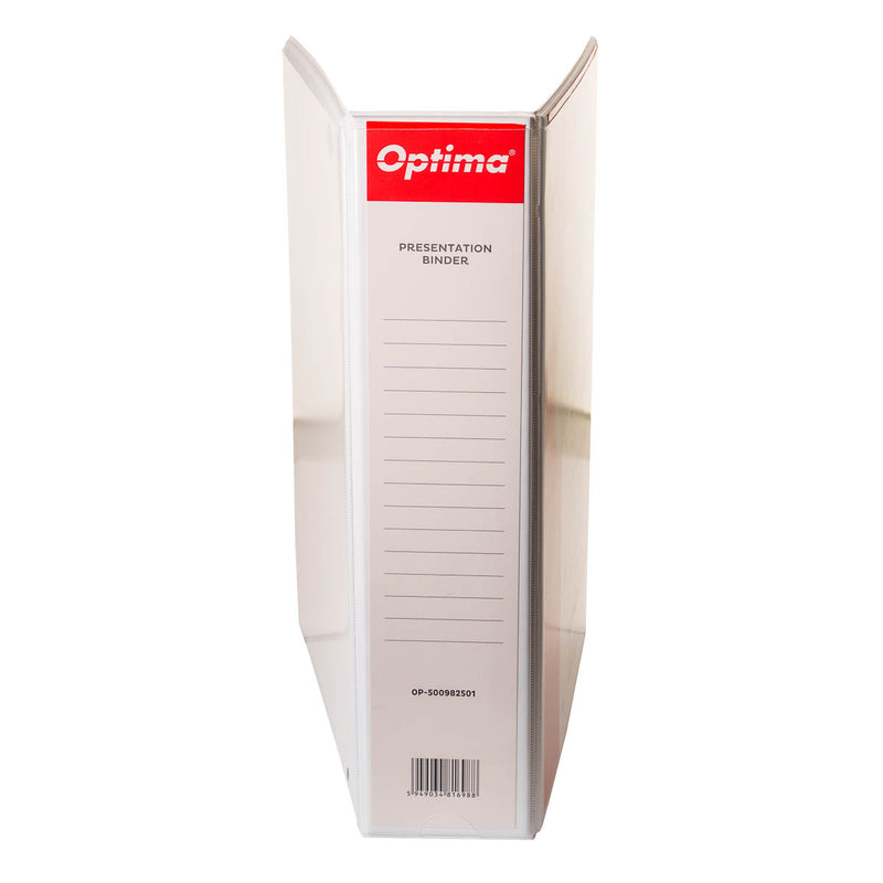 Caiet Mecanic A4, Cu Buzunar, Plastifiat PP, 4 Inele - D50 Mm, Cotor 75MM, Optima - Alb - Optima